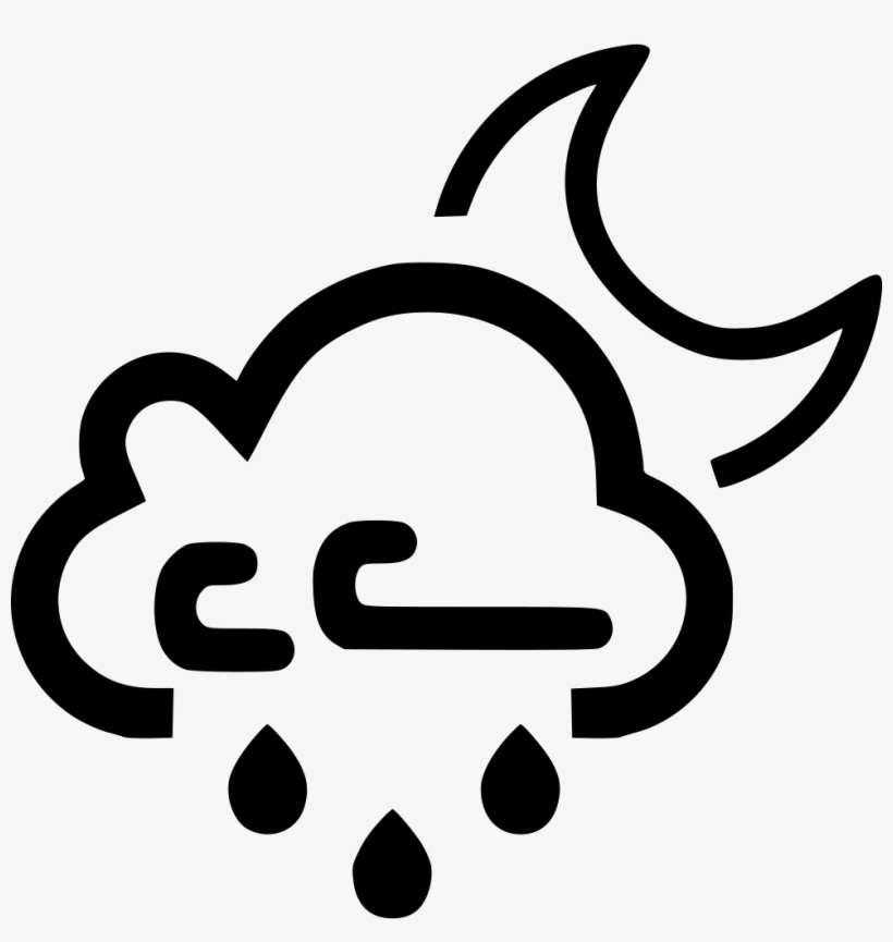 Cloud Wind Windy Rain Raining Moon Night Svg Png Icon - Wind And Snow Icon, transparent png download