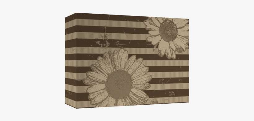 Beige Daisies On Striped Background - Circle, transparent png download