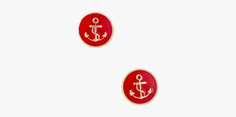 Enamel Anchor Earrings Red By Jewelry From The Lucky - Fiyah Jewellery Anchor Studs, transparent png download
