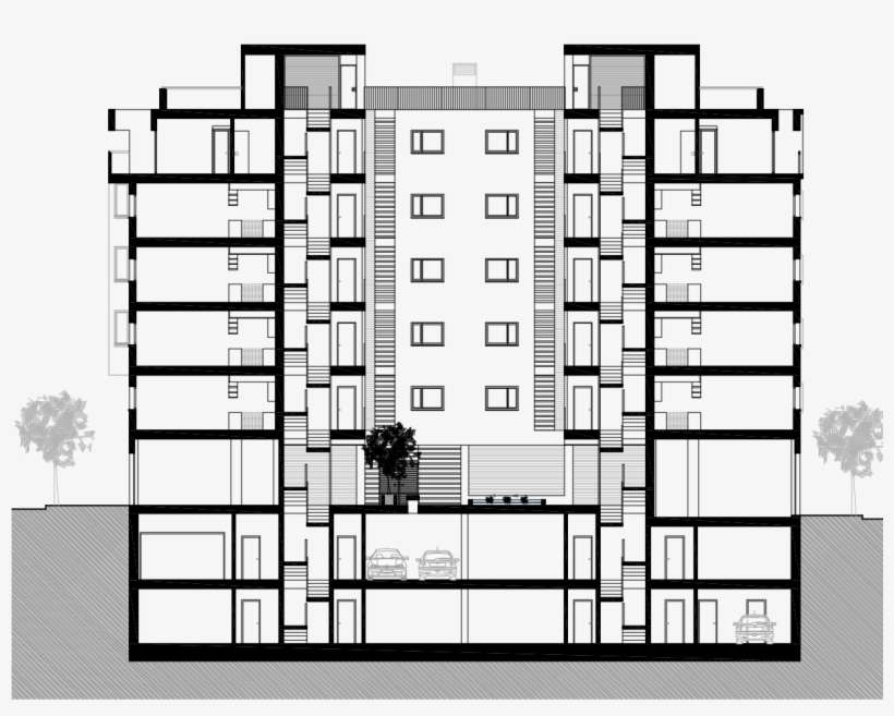 Seccion Patio Vivienda Plurifamiliar Vpo En Granada - Floor Plan, transparent png download