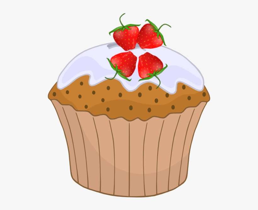 Strawberry Cupcake 4 Clip Art - Strawberry Cupcake Clip Art, transparent png download