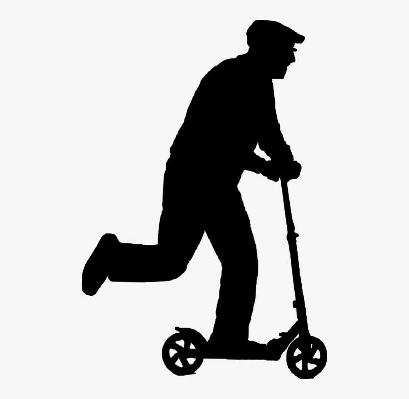Old Clipart Orang Tua - Scooter Silhouette Png, transparent png download