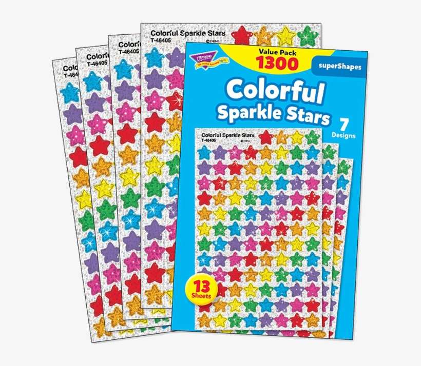 Sparkling Clean Sticker Trendâ® Supershapes Stickers Colourful Sparkle Stars - Trend Colourful ...