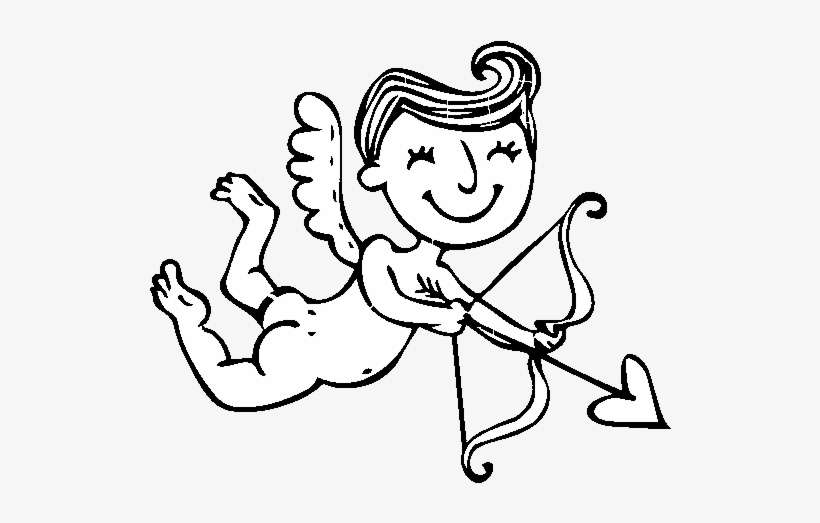 Happy Cupid With Arrow Coloring Page - วัน วาเลนไทน์ น่า รัก ๆ, transparent png download