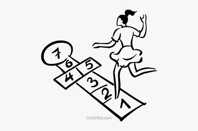 Girl Playing Hopscotch Royalty Free Vector Clip Art - Girl Playing Hopscotch Draw, transparent png download