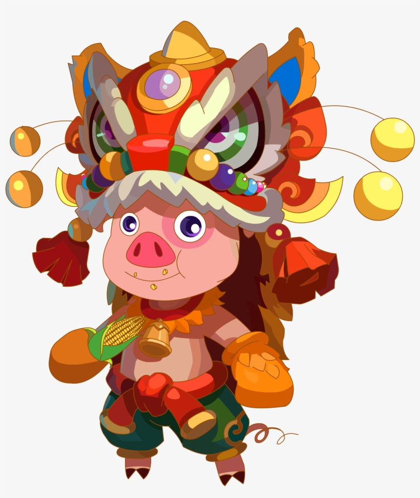 Hand Painted Cartoon Gold Pig Decoration Png - Cartoon, transparent png download