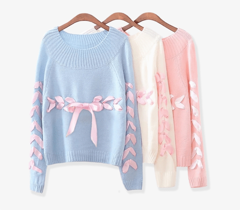Lovelace Knit Ribbon Sweater - Ribbon Sweater, transparent png download