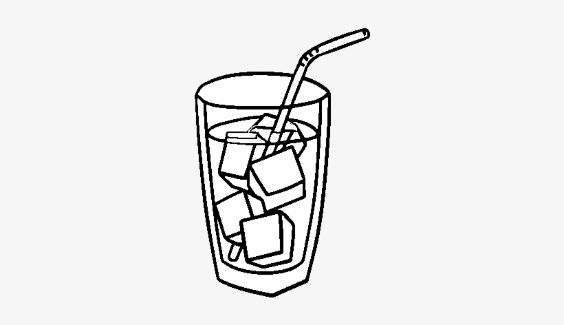 Desenho De Un Copo De Refrigerante Para Colorir - Glass With Ice Coloring Page, transparent png download