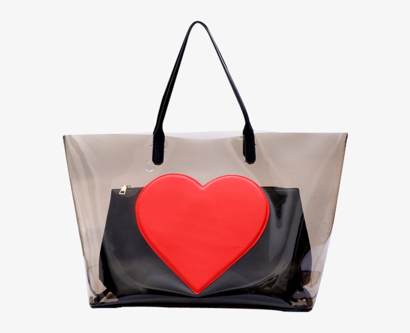 Modelo Del Corazón Shopper Bolso Transparente - Women Bags All Seasons Pvc Shoulder Bag, transparent png download