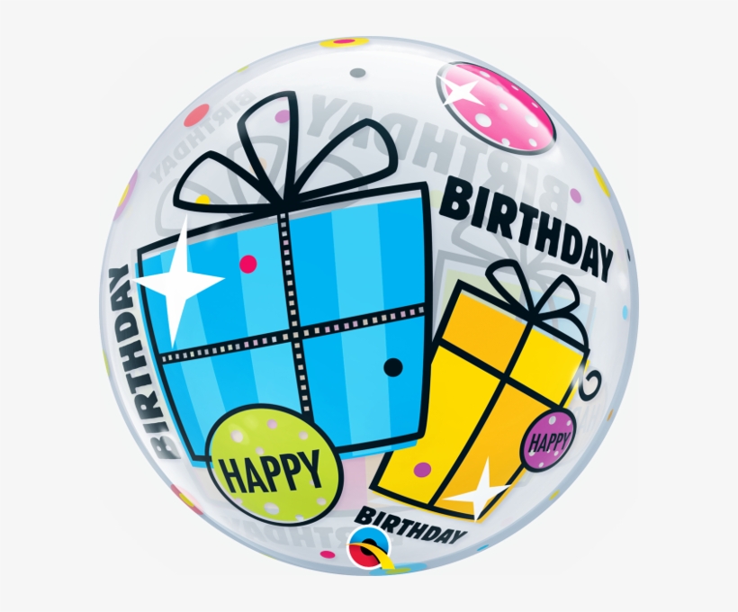 22" Clear Bubble Balloon With "happy Birthday" And - Qualatex Birthday Fun Bubbles Balloons, transparent png download