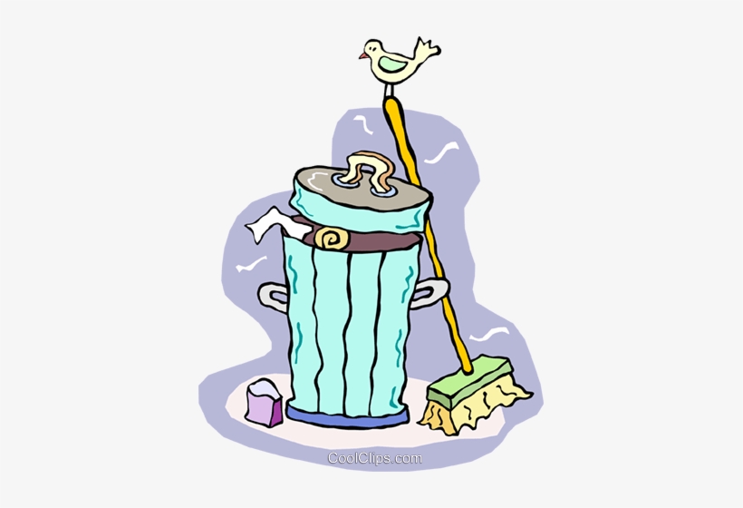 Bote De Basura Y Una Escoba Libres De Derechos Ilustraciones - Broom And Trash Can, transparent png download