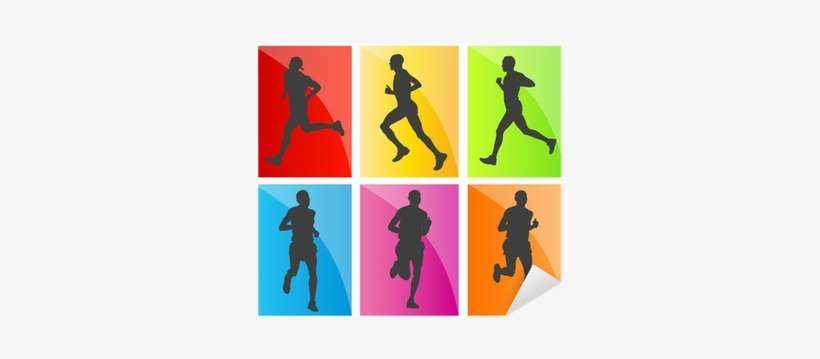 Man Marathon Runners Silhouettes Set Sticker • Pixers® - Illustration, transparent png download