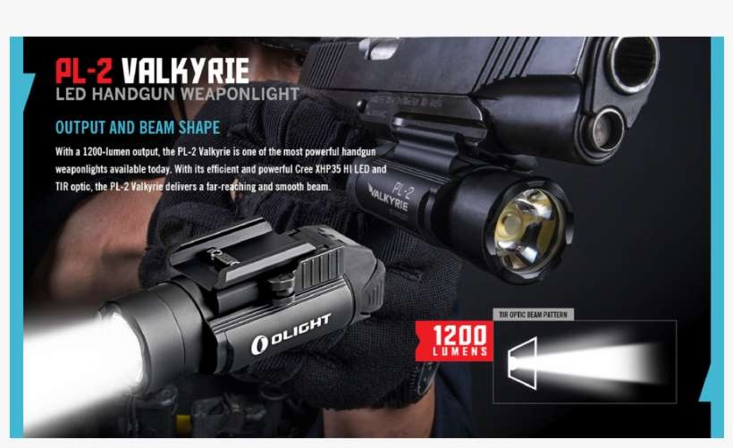 Olight Pl-2 Valkyrie 1200 Lumen Pistol Light, transparent png download