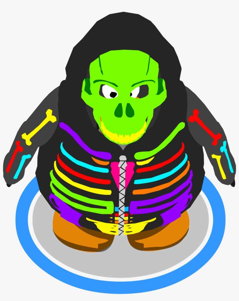 Neon Skeleton Hoodie Ingame - Club Penguin Neon Skeleton, transparent png download