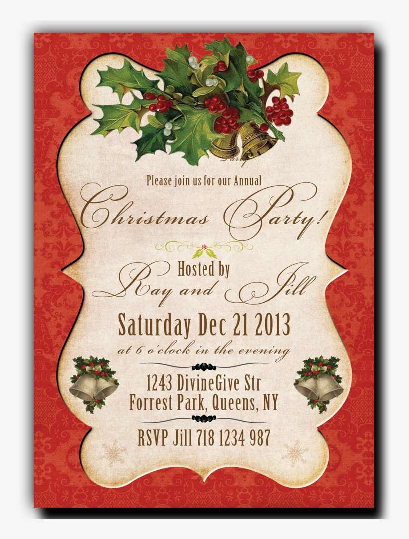 Christmas Party Invitation - Christmas Holly 5'x7'area Rug, transparent png download