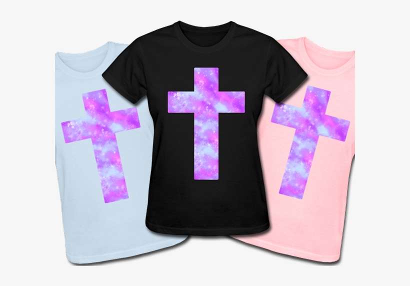 Purple Nebula Cross Tee - Cross, transparent png download