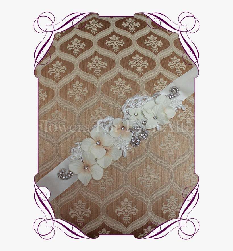 Bling, Lace And Silk Flower Ivory Champagne Bridal - Flowers For Ever After, transparent png download