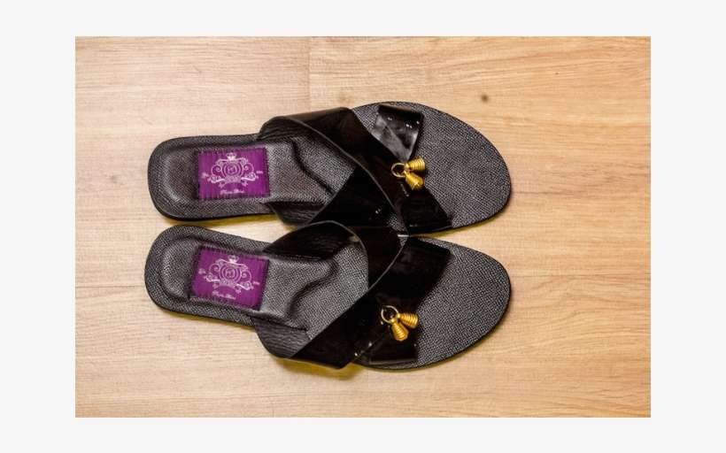 Purple Label Patent Cross Slippers With Tassels-black - Flip-flops, transparent png download