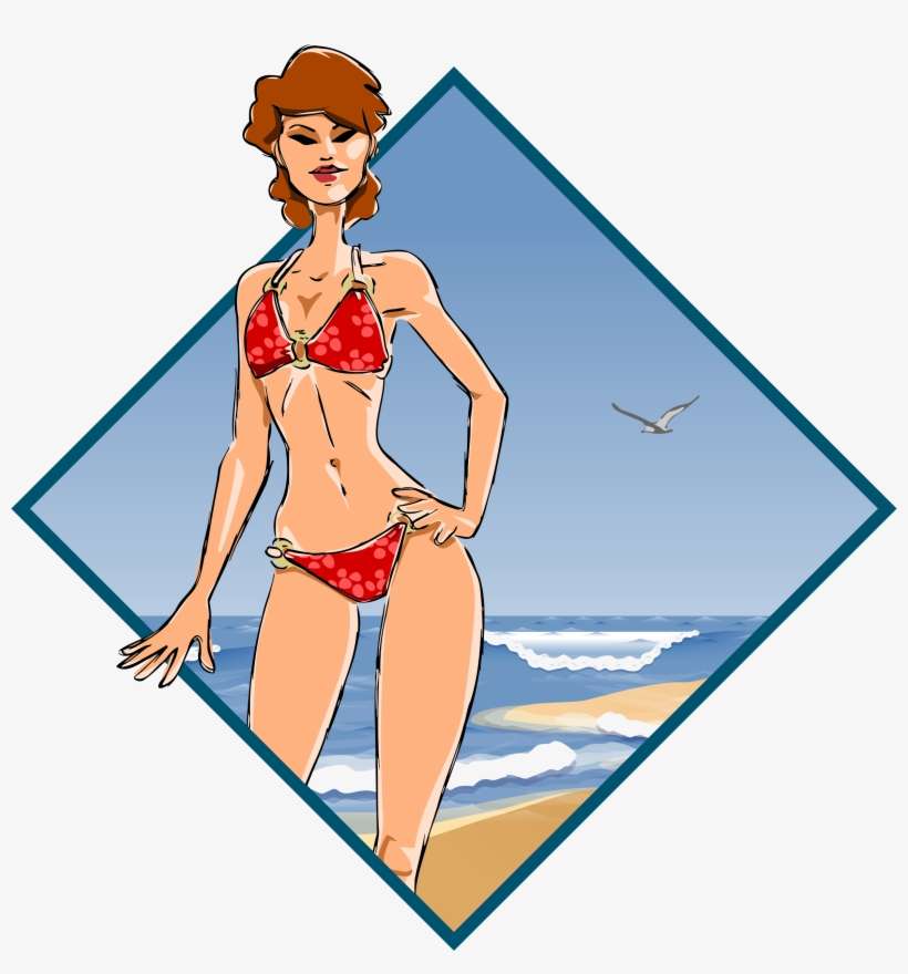 Big Image - Illustration Model Girl Bikini, transparent png download