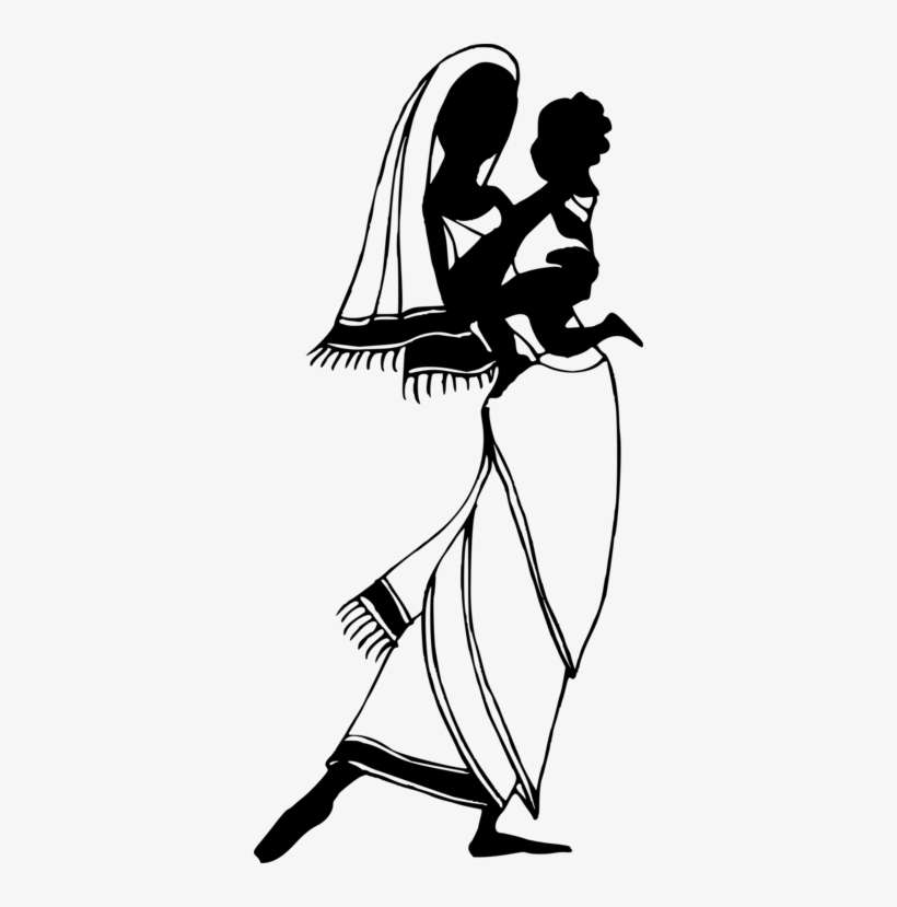 Kenya Woman Child Feminism Ethnic Group - African Tribe Art Black And White, transparent png download