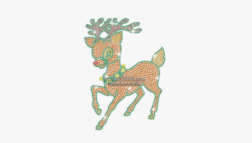 Lovely Christmas Reindeer Iron On Rhinestone Transfer - .net, transparent png download