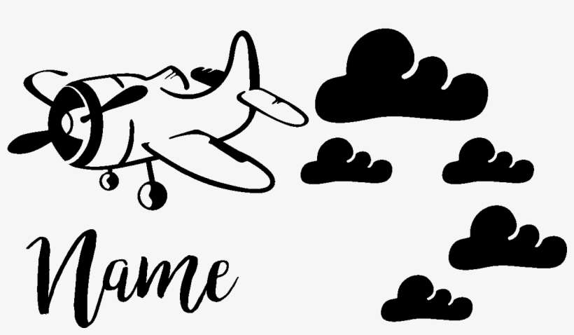Sticker Prenom Personnalise Avion Et Nuages Ambiance - White, transparent png download