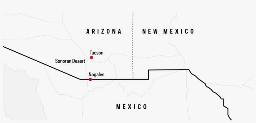 Map Of Arizona, New Mexico, And Mexico - Arizona, transparent png download