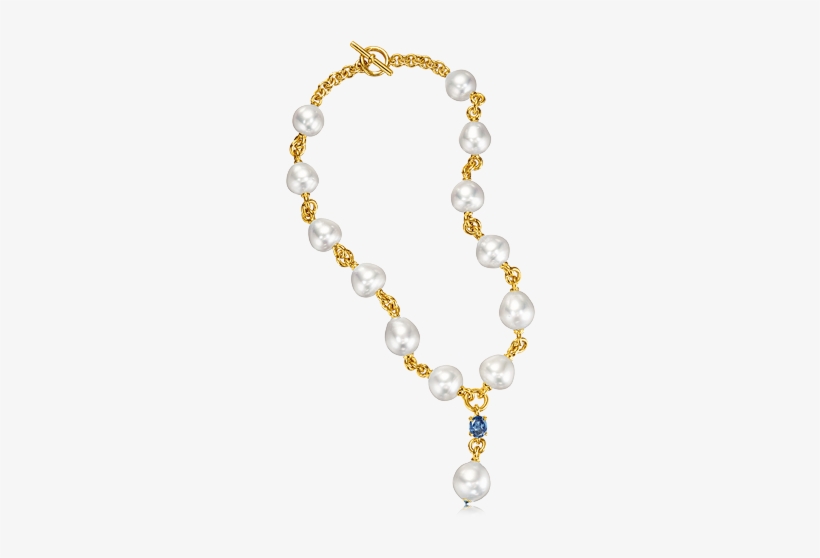 Y Necklace Pearl & Sapphire 07 Rev-15 Web - Necklace, transparent png download