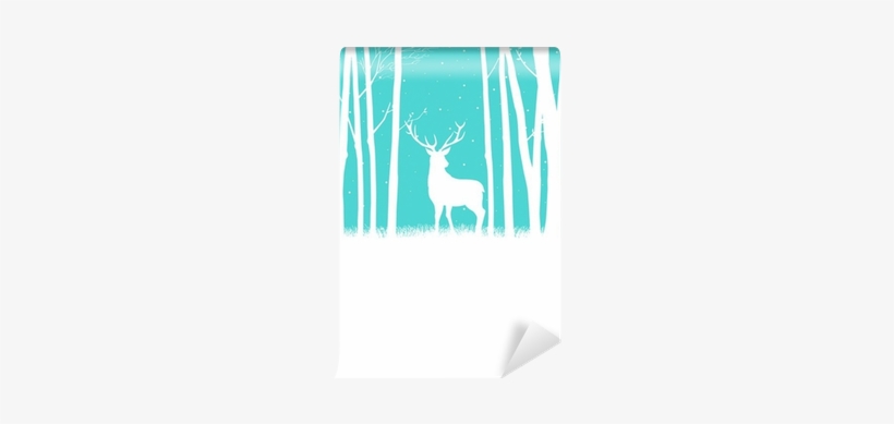 Silhouette Of A Reindeer In Woods For Christmas Theme - Elk, transparent png download