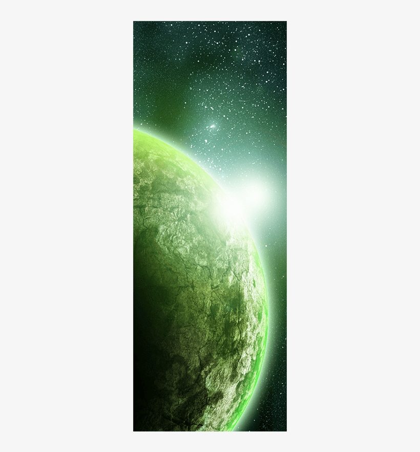 Green Planet In Space Door Mural Space Eazywallz - Lg 55lx9800, transparent png download
