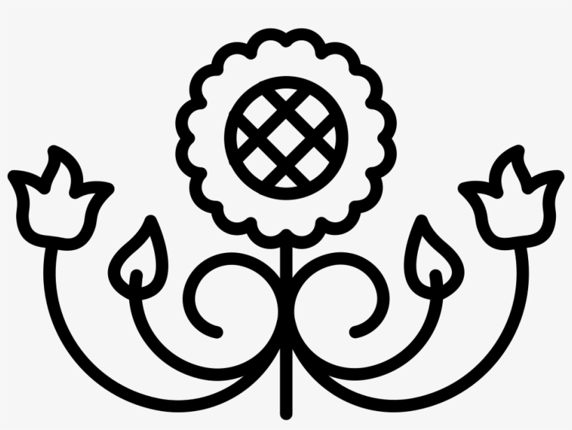 Flower Design With Curls And Leaves Comments - Symmetrical Design, transparent png download