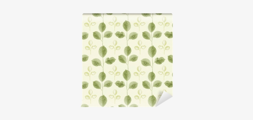 Seamless Pattern With A Leaves Drawing Wall Mural • - Drawing, transparent png download