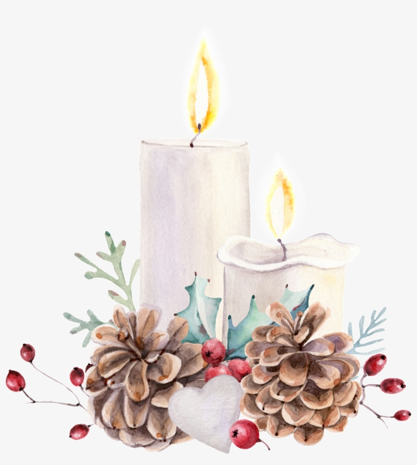 Beautiful Painted Candlelight Png - Weihnachtskiefern-kegel-stechpalmen-beeren-kerzen Kissen, transparent png download