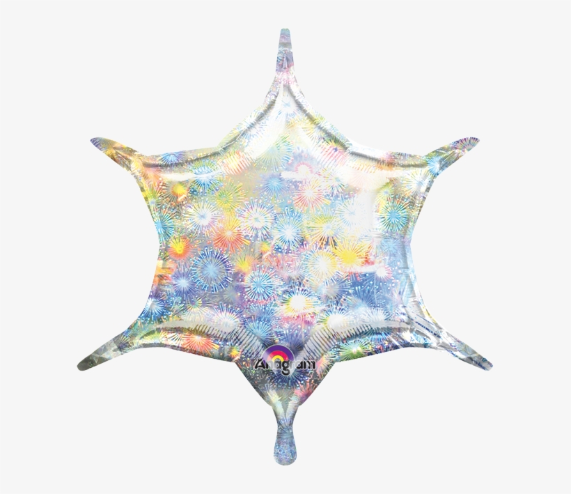 Holographic Fireworks 6-point Star - Amscan 6-point Star Balloon (holo Fireworks), transparent png download