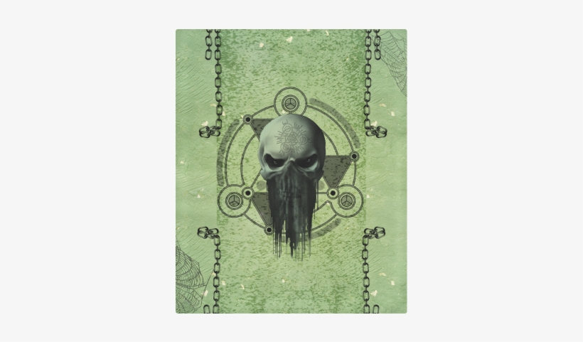Green Skull Duvet Cover 86"x70" - Awesome Green Skull With Grunge Tote Bag, Adult Unisex, transparent png download