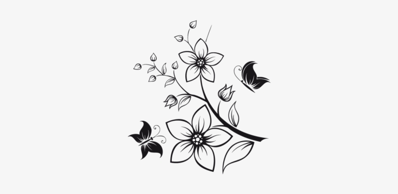 Color De La Superficie - Wall Painting Flower Images Black And White, transparent png download