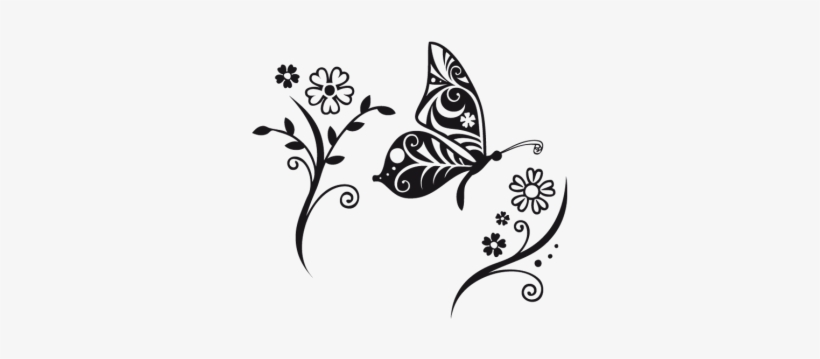 Color De La Superficie - Butterfly And Flower Vector, transparent png download