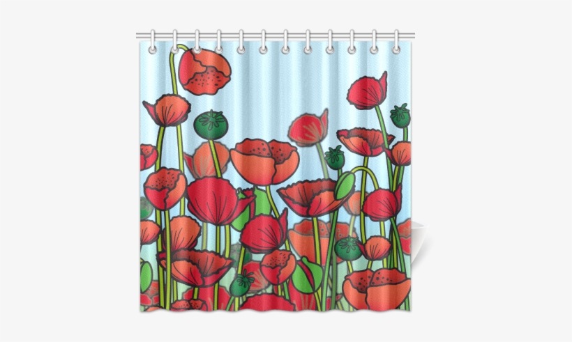 Field Of Poppy Flowers Red Floral Shower Curtain - Feld Der Roten Mohnblumen-blumen Karte, transparent png download
