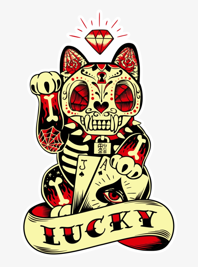 Sugar Skull Lucky Cat - Maneki Neko Sugar Skull, transparent png download
