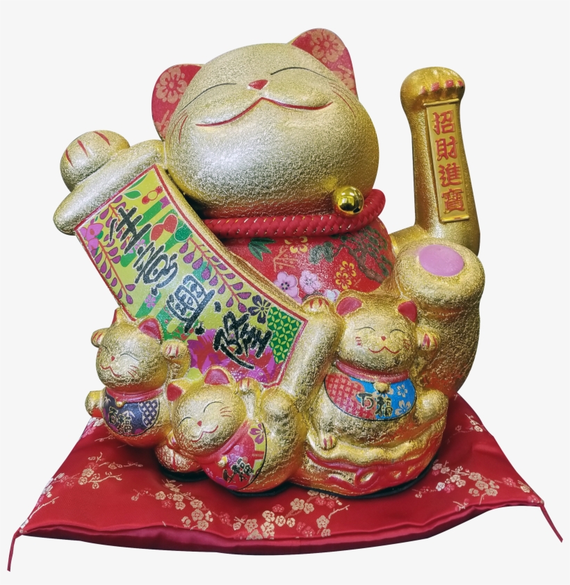 Maneki Neko Lucky Cat Decoration Fortune Cat And Scroll - Maneki Neko Lucky Cat Decoration Fortune Cat, transparent png download