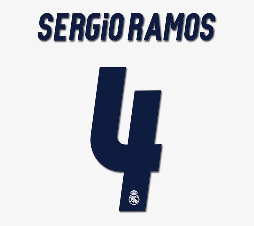 Реал Мадрид Оригинальный Шрифт Домашний, Заготовка - 4 Sergio Ramos, transparent png download