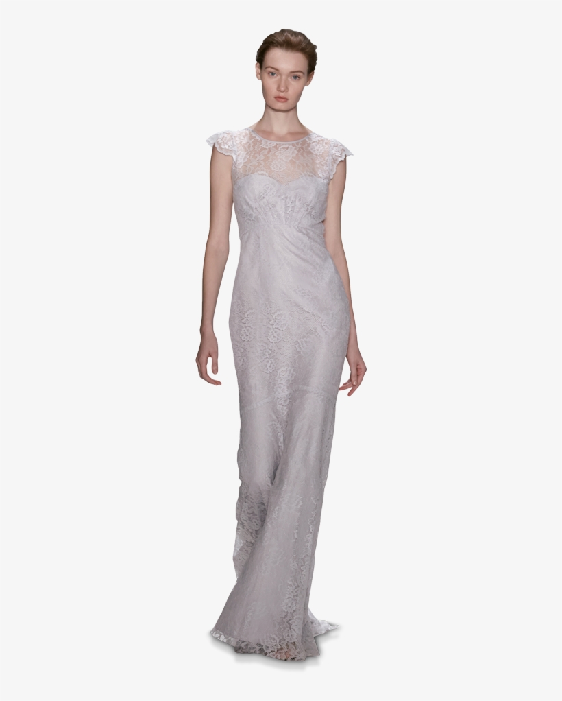 Vestido De Encaje Y Manga Corta G930 - Gown, transparent png download