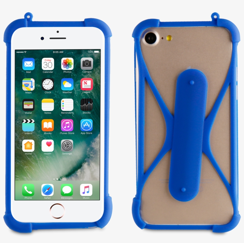 Muvit Blue Silicone Universal Case With Neck Strap - Otterbox Achiever Iphone 7 Plus, transparent png download
