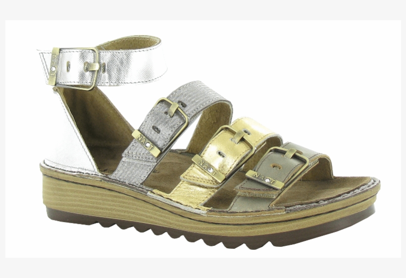 Naot Begonia Pewter/gold/silver Threads/silver Luster - Naot Women's Begonia Ankle Strap Sandal, transparent png download