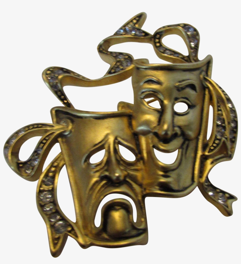 Vintage Bob Mackie Comedy And Tragedy Masks In Goldtone - Sock And Buskin, transparent png download