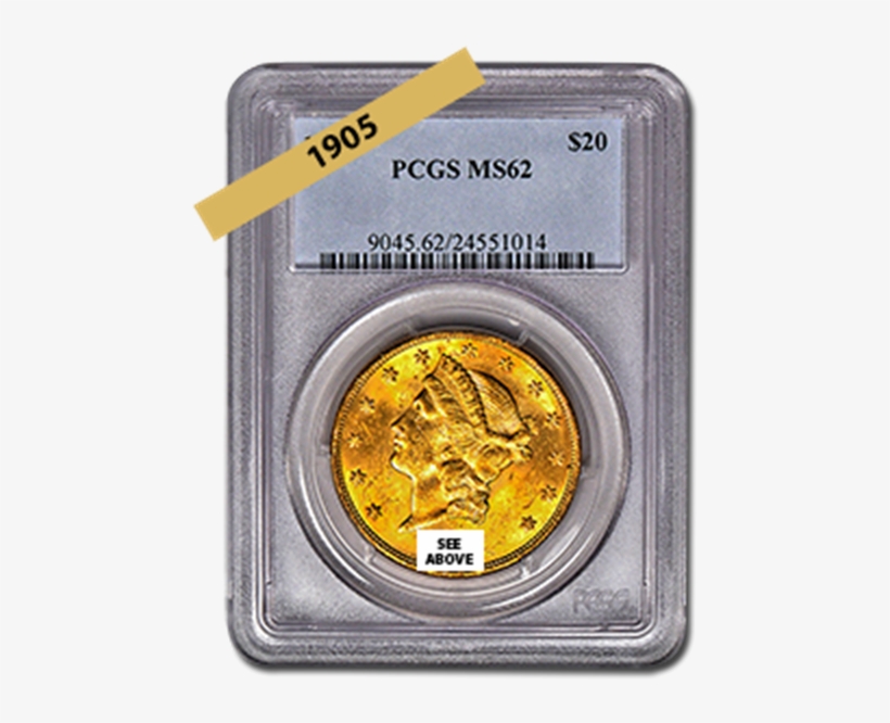 Picture Of 1905 $20 Gold Liberty Double Eagle Coin - Gold Coin, transparent png download