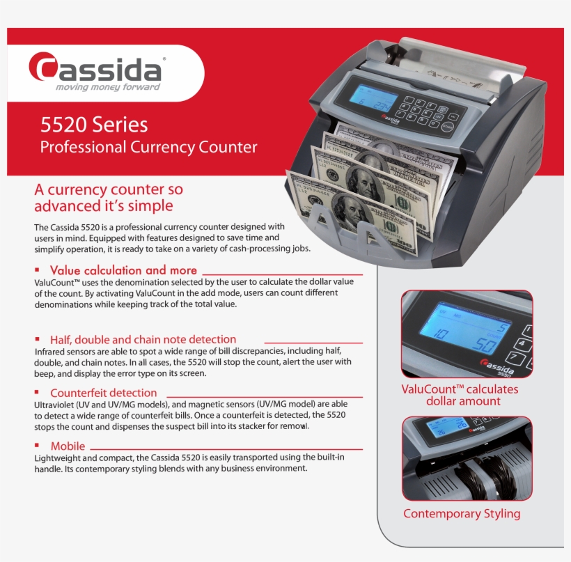 And Experience In Money Printing And Security To Assure - Cassida Bill Counter (5520uv), transparent png download