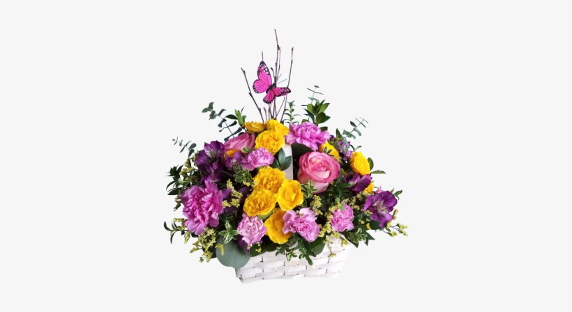 Butterfly Garden Basket In Houston, Tx - Basket Flowers Png Transprent, transparent png download