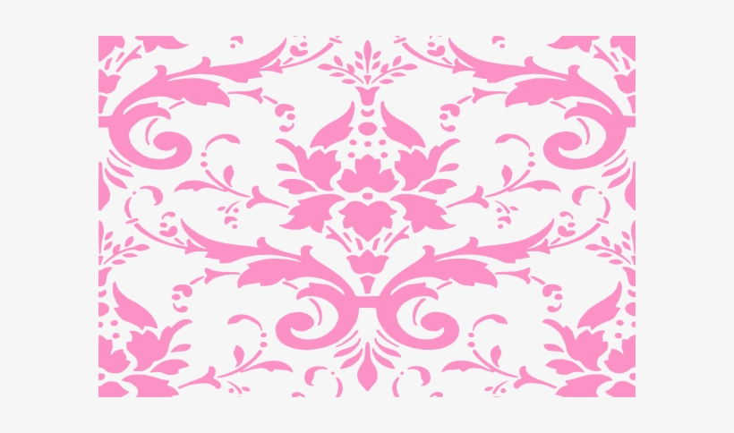 Damask Clipart Pink - Pink And White Damask, transparent png download