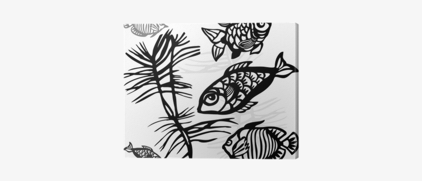 The Stylized Silhouettes Of Sea Fishes And Seaweed - Sea, transparent png download